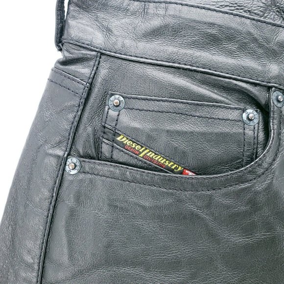 Diesel Slim Straight Leather Pants - Picture 6 of 12